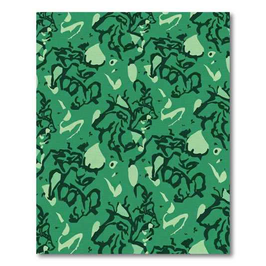 Earthy Green Abstract Organic Swirl Rug