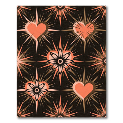 Coral Hearts Bursting Around Centerpiece Rug