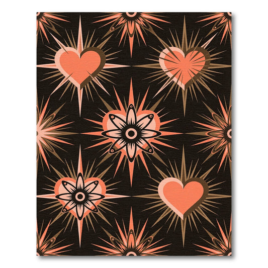 Coral Hearts Bursting Around Centerpiece Rug