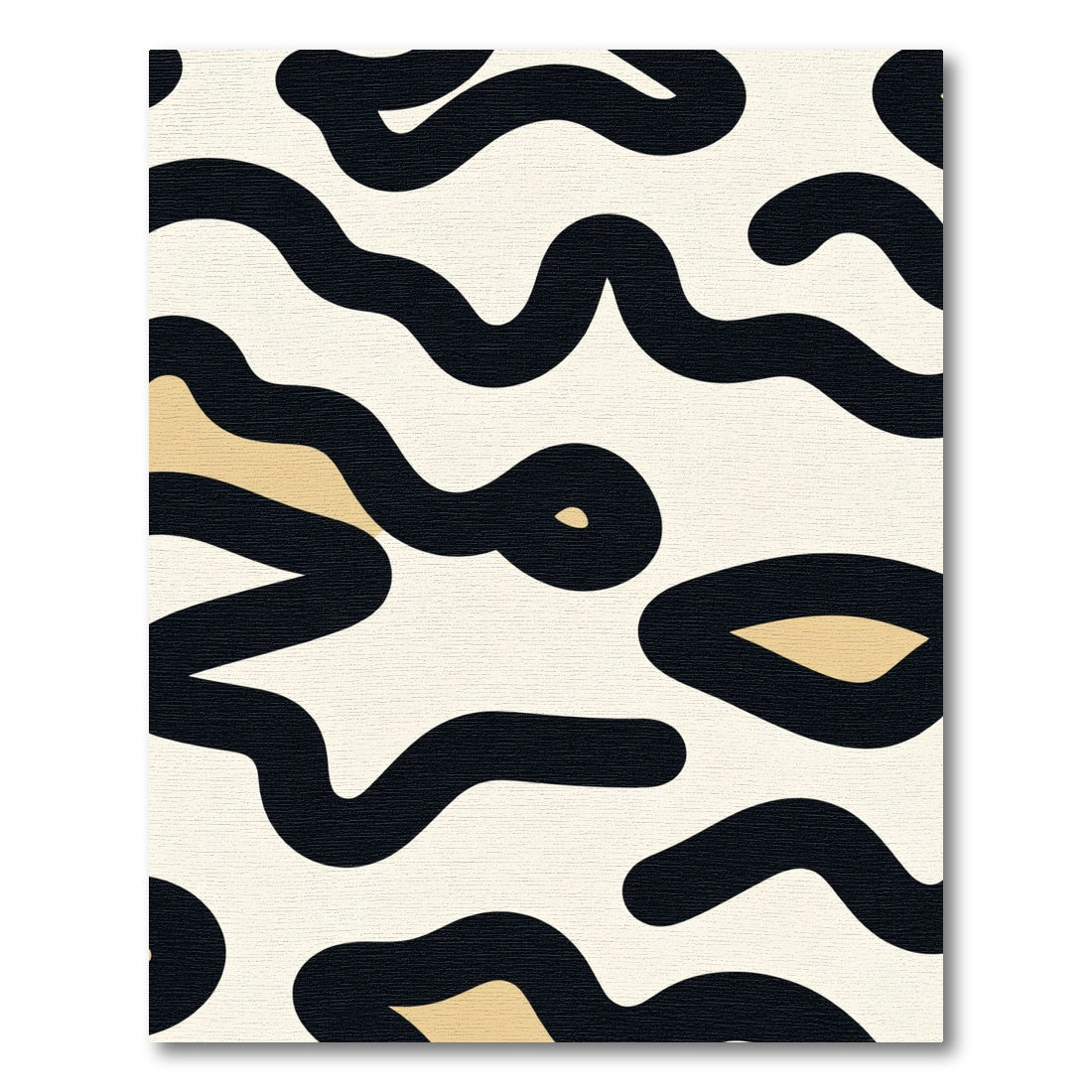 Cream Black Organic Wavy Lines Rug