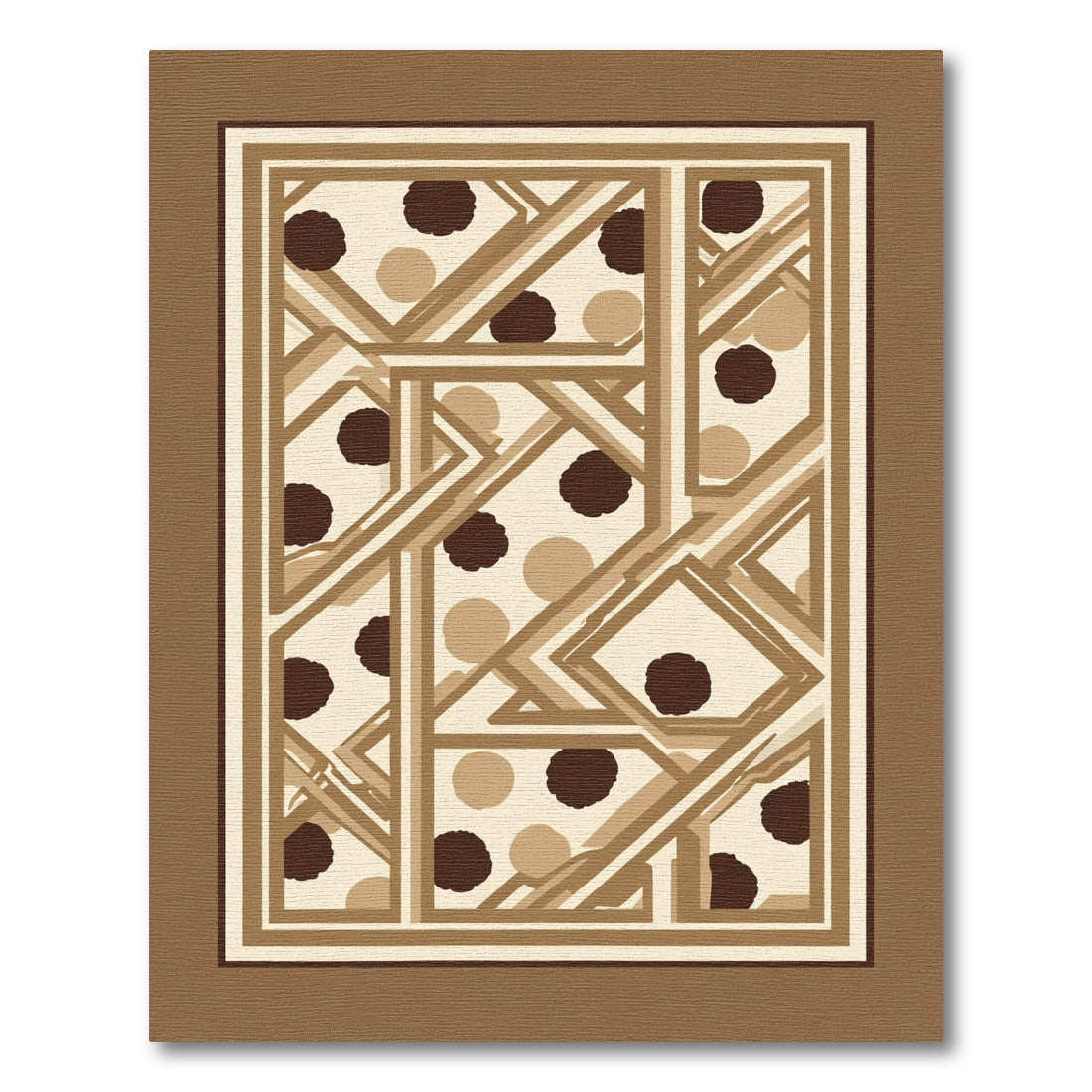 Brown Geometric Polka Dot Abstract Shapes Rug