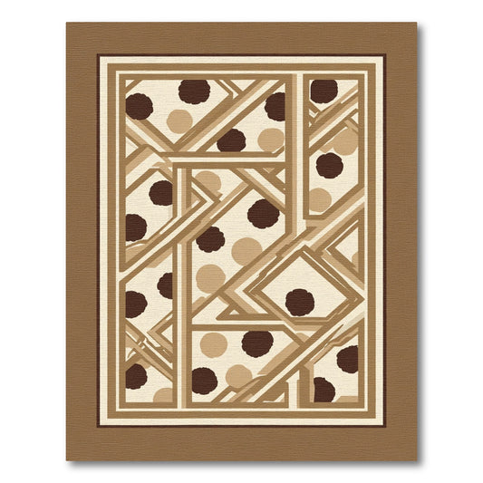 Brown Geometric Polka Dot Abstract Shapes Rug