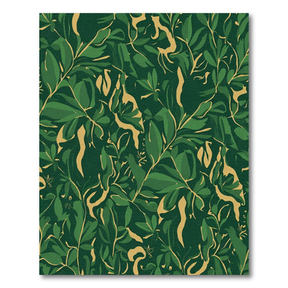 Deep Emerald Jungle Leaf Pattern Rug