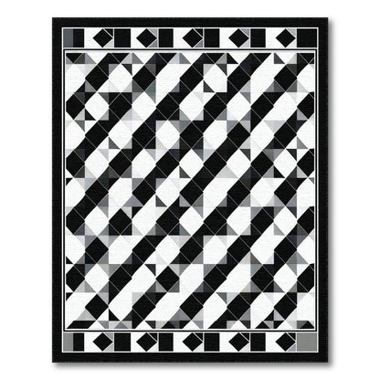 Black White Geometric Diamond Area Rug