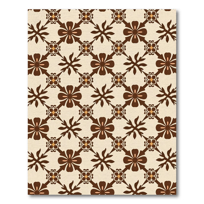 Creamy Brown Art Nouveau Floral Diamond Rug