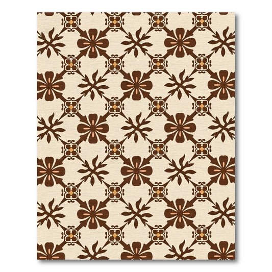 Creamy Brown Art Nouveau Floral Diamond Rug
