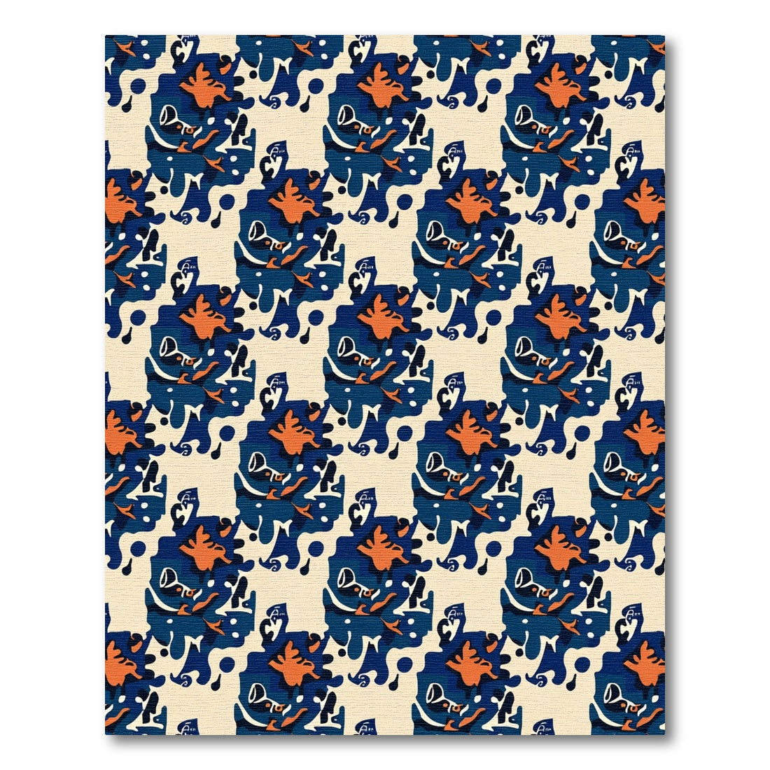 Abstract Indigo Orange Splash Rug