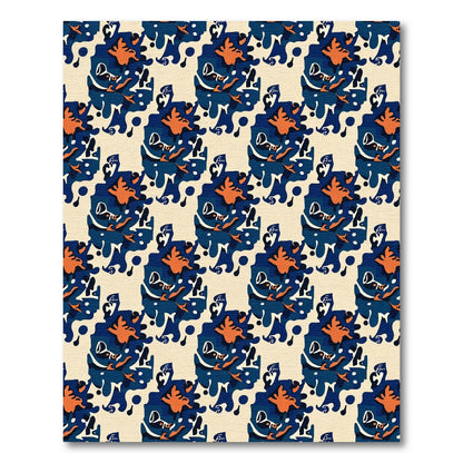 Abstract Indigo Orange Splash Rug