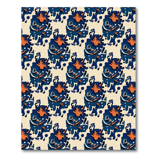 Abstract Indigo Orange Splash Rug
