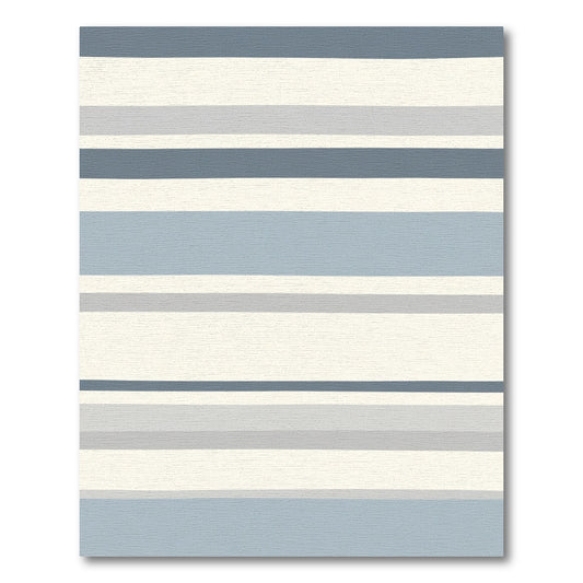 Calm Blue Gray Horizontal Stripe Rug