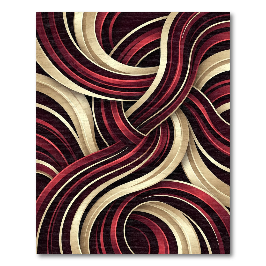 Crimson Gold Intertwined Swirls Rug