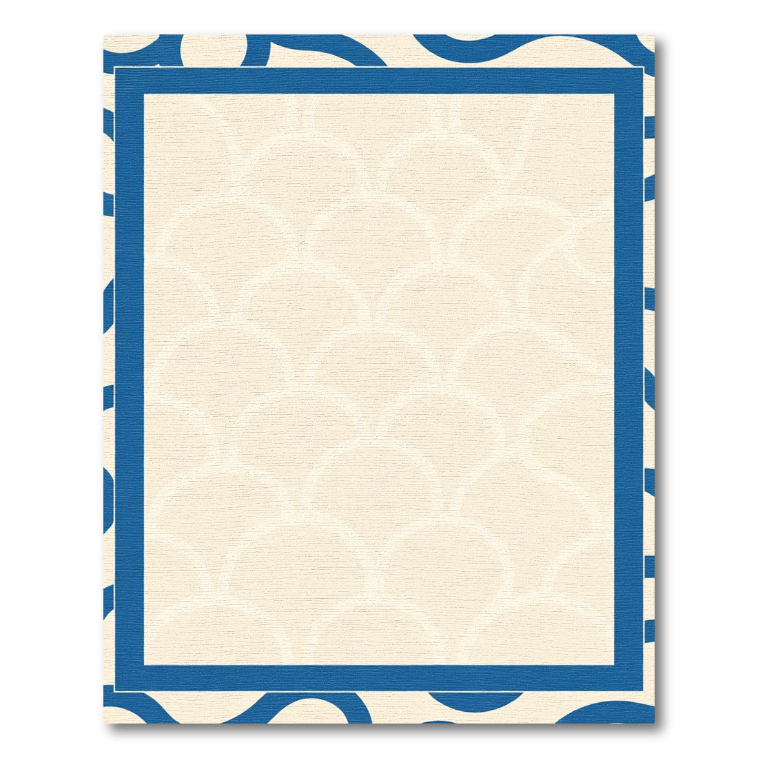 Cream Blue Scallop Border Rug