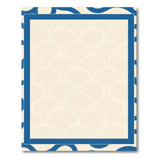 Cream Blue Scallop Border Rug