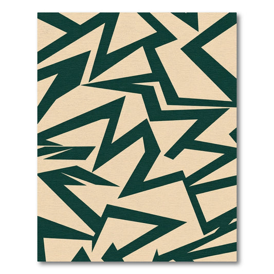 Deep Emerald Jagged Geometric Forms Rug