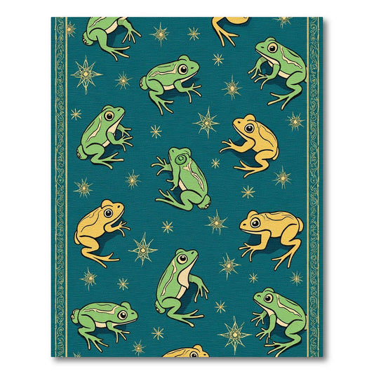 Green Yellow Frog Starburst Repeat Rug