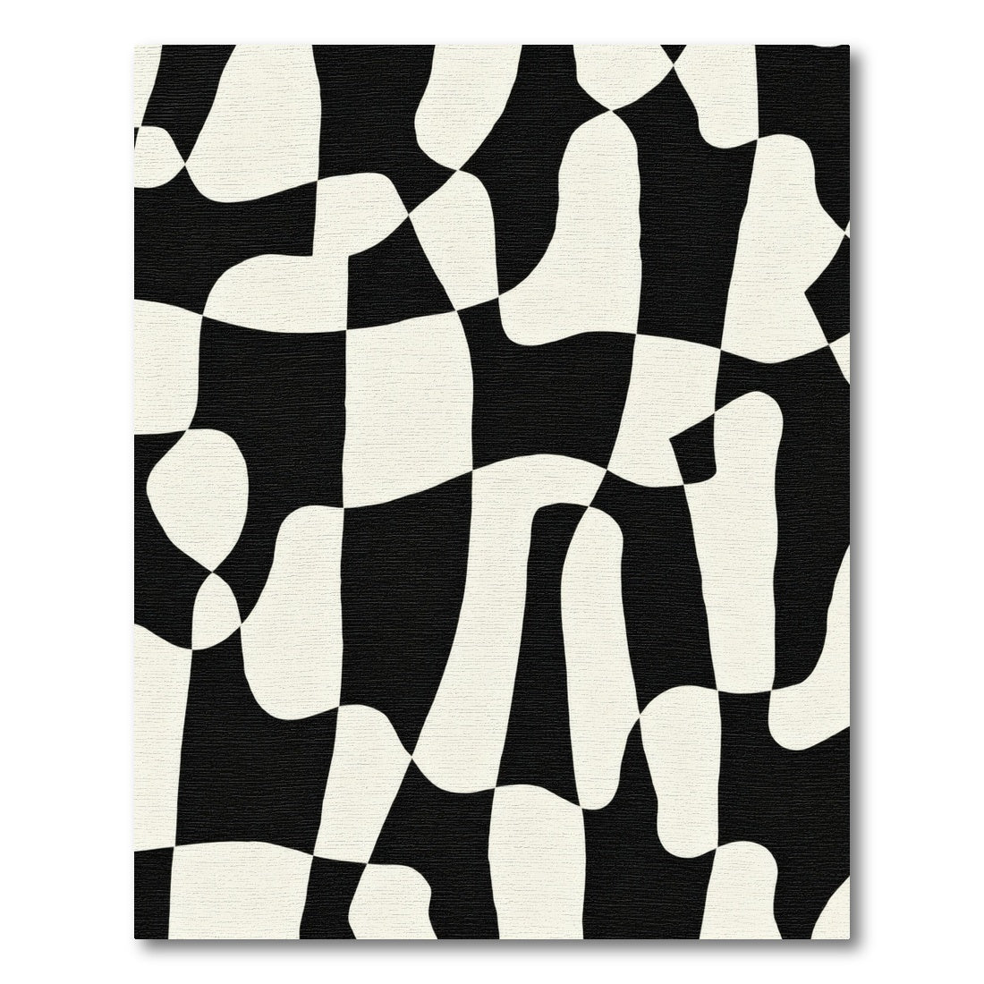 Organic Checkerboard Black Cream Abstract Rug