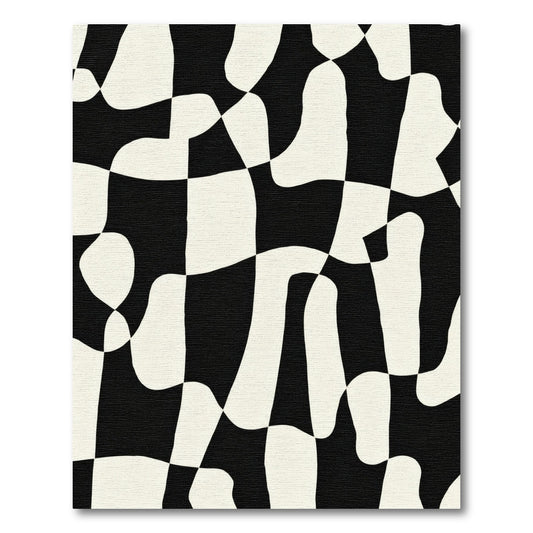 Organic Checkerboard Black Cream Abstract Rug