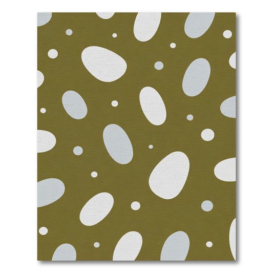 Olive And White Abstract Organic Shape Rug