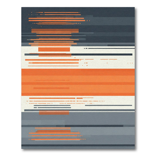 Abstract Orange Gray Stripe Sequence Rug