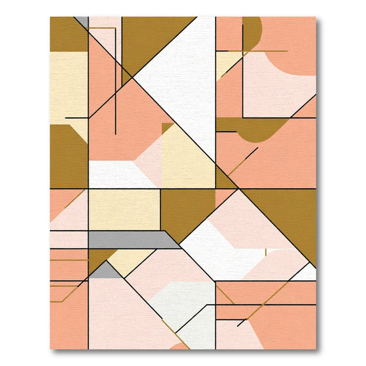 Coral Peach Geometric Abstract Shapes Rug