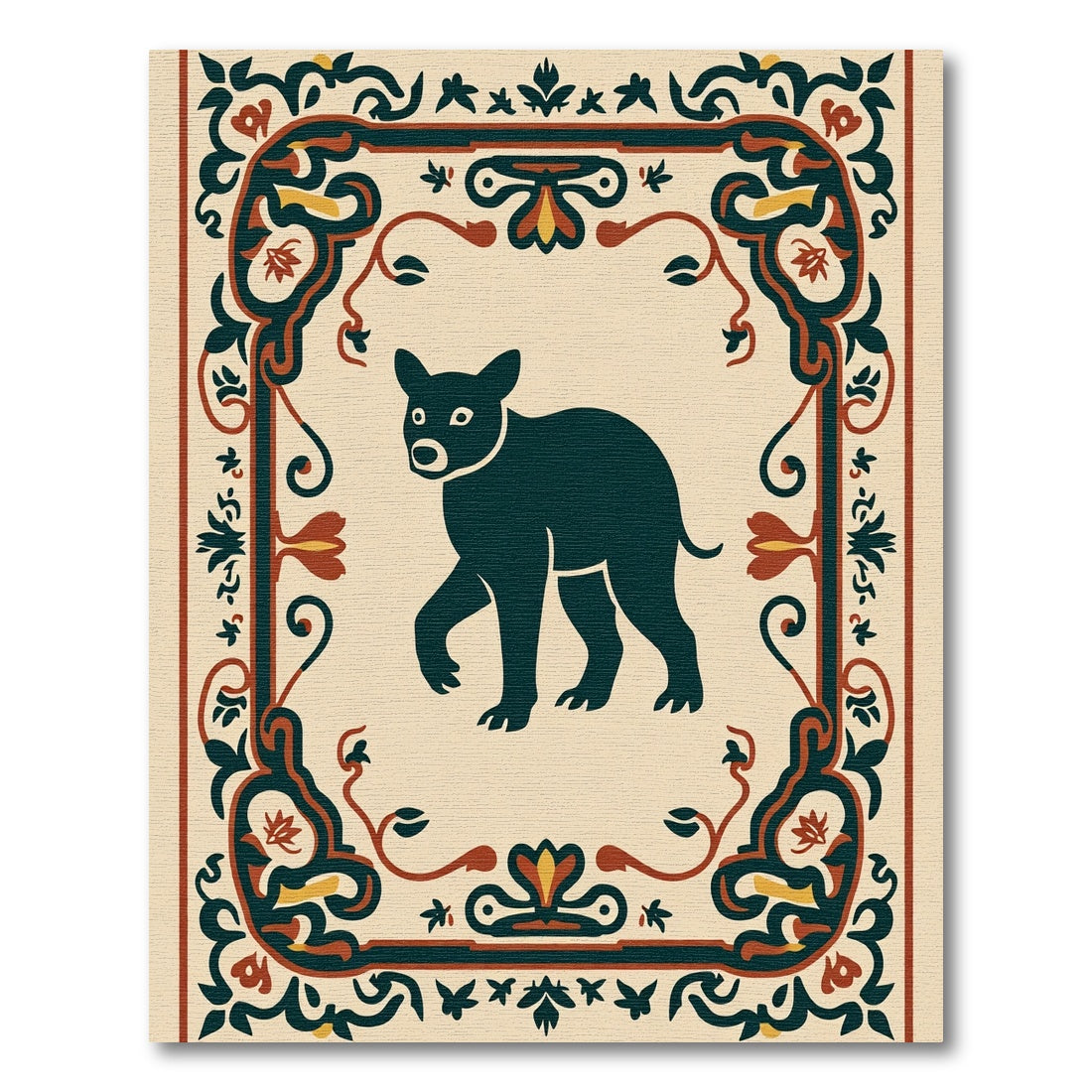 Dark Blue Walking Bear Motif Rug