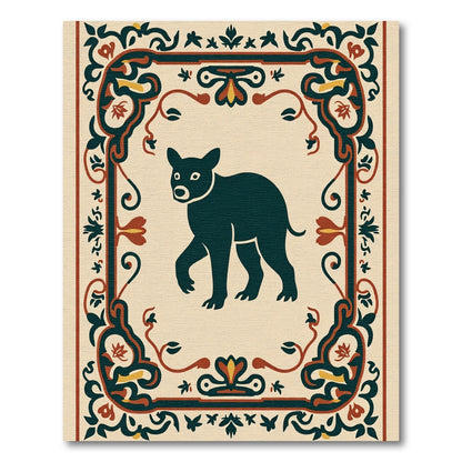 Dark Blue Walking Bear Motif Rug