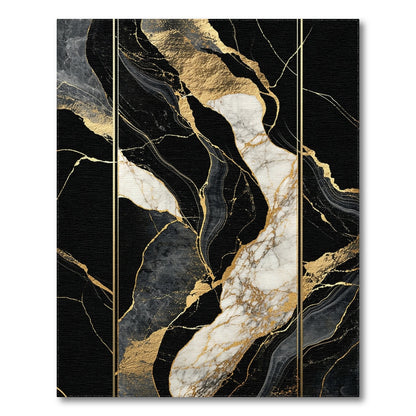 Black Gold White Veined Marble Rug