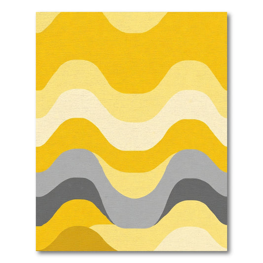 Golden Gray Abstract Wave Rug