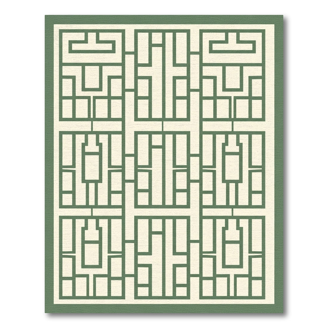 Green Geometric Panel Window Rug