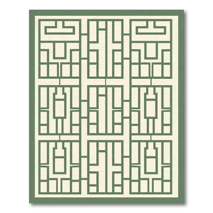 Green Geometric Panel Window Rug