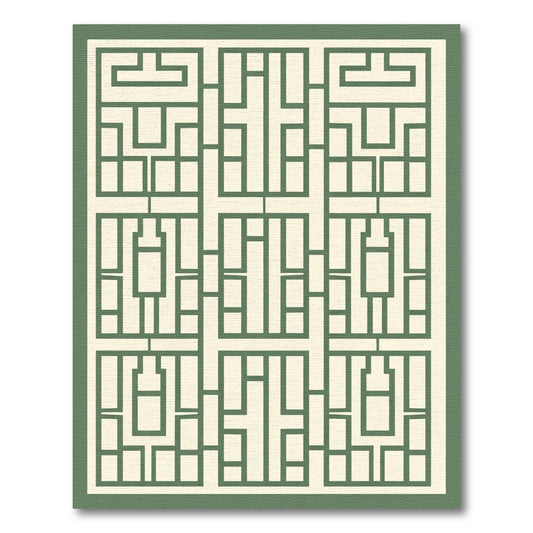 Green Geometric Panel Window Rug