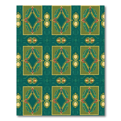 Emerald Green Jewel Tone Diamond Medallion Rug