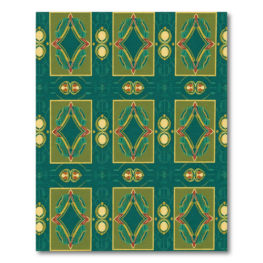 Emerald Green Jewel Tone Diamond Medallion Rug
