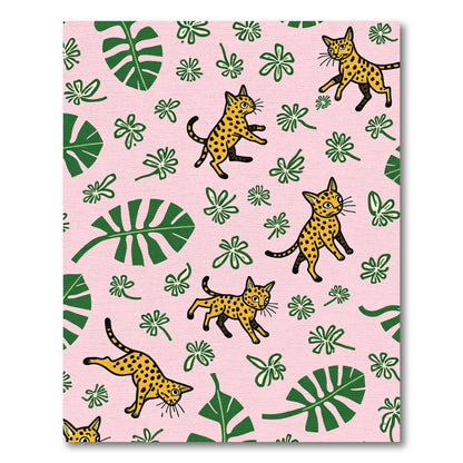 Golden Cheetah Jungle Botanical Pink Rug
