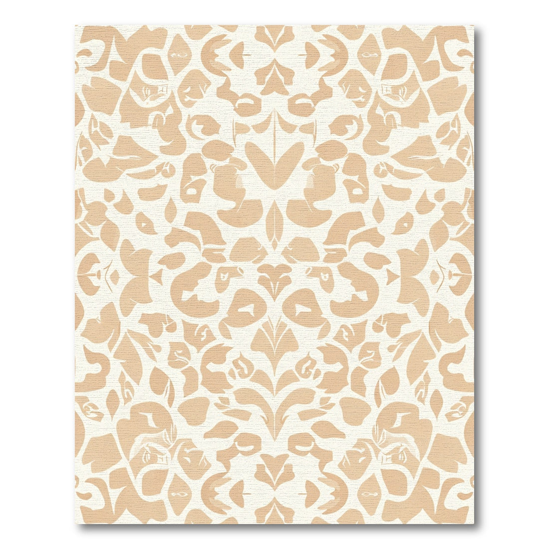 Muted Beige Abstract Floral Symmetry Rug