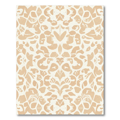 Muted Beige Abstract Floral Symmetry Rug