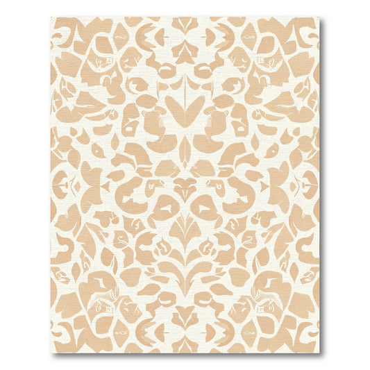 Muted Beige Abstract Floral Symmetry Rug