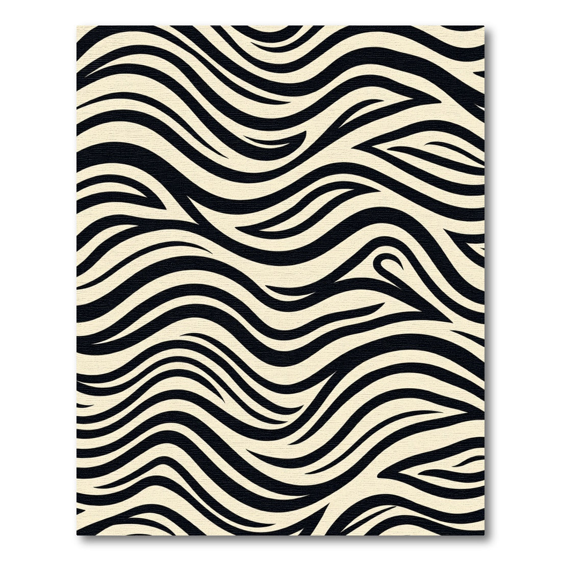 Cream Black Wavy Stripes Rug
