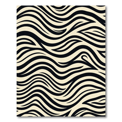 Cream Black Wavy Stripes Rug