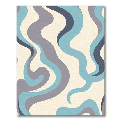 Soft Blue Gray Swirl Waves Rug