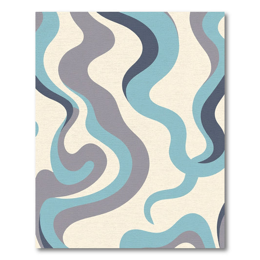 Soft Blue Gray Swirl Waves Rug