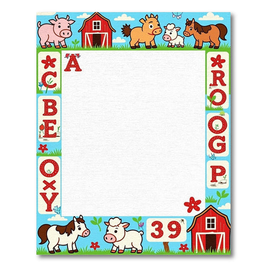 Farm Animals Alphabet Border Rug