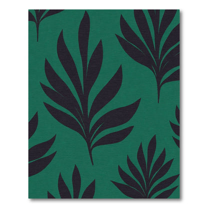 Deep Teal Fern Botanical Art Rug