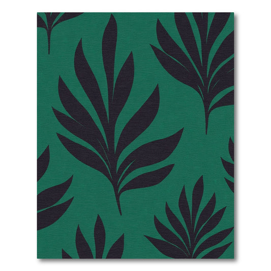 Deep Teal Fern Botanical Art Rug