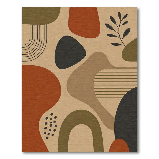 Earthy Abstract Area Rug in Brown Tan