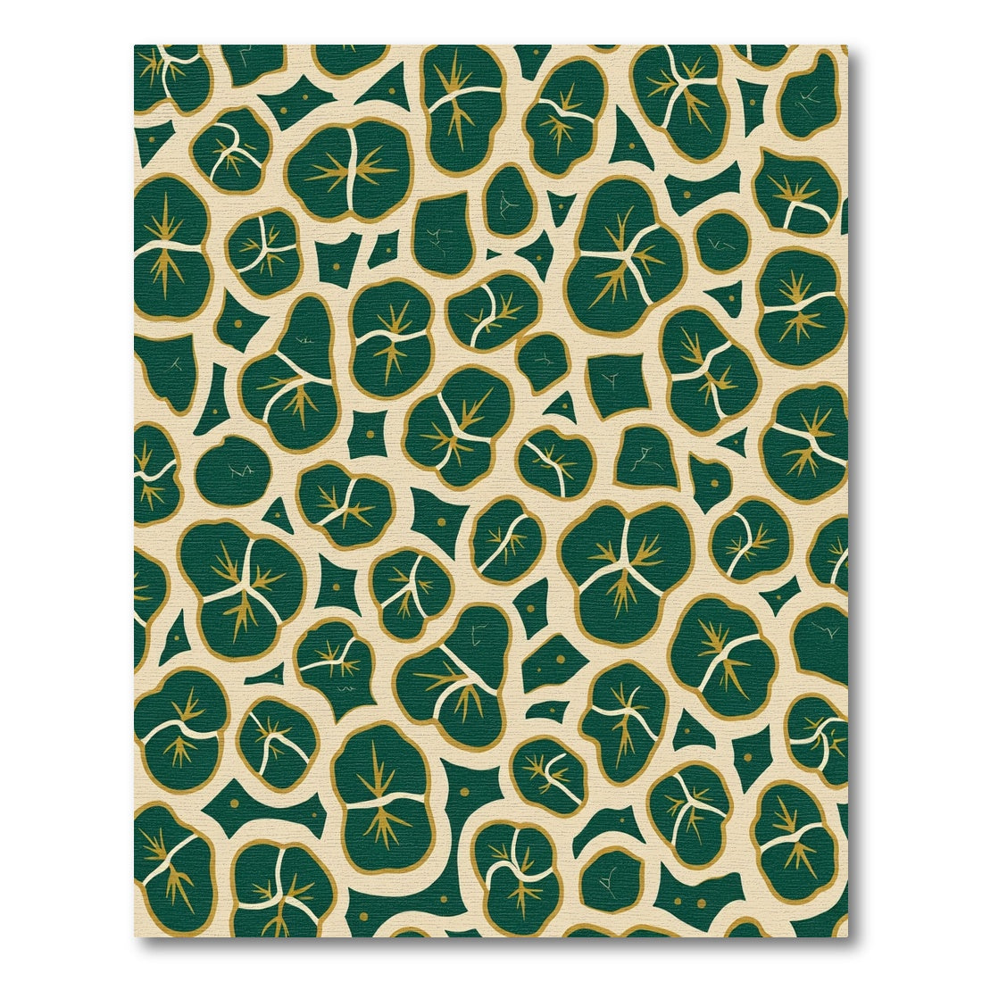 Deep Green Abstract Leaf Medallion Rug