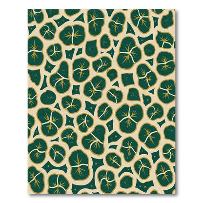 Deep Green Abstract Leaf Medallion Rug