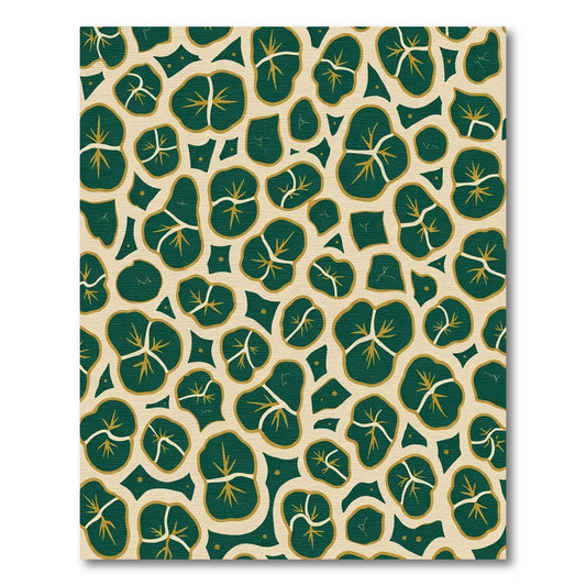Deep Green Abstract Leaf Medallion Rug