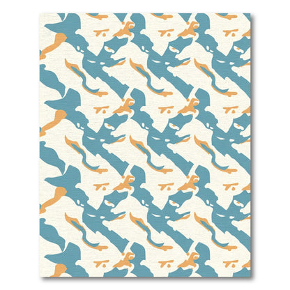 Abstract Swirl Blue Orange Cream Rug