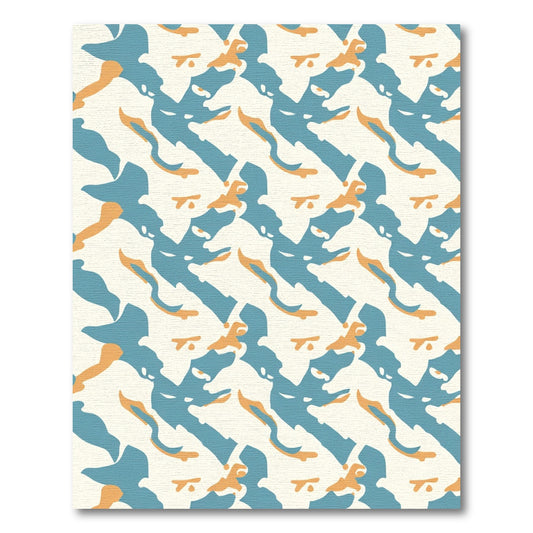 Abstract Swirl Blue Orange Cream Rug
